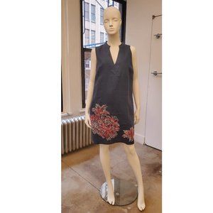 Neiman Marcus Embroidered Sleeveless Tunic Dress
